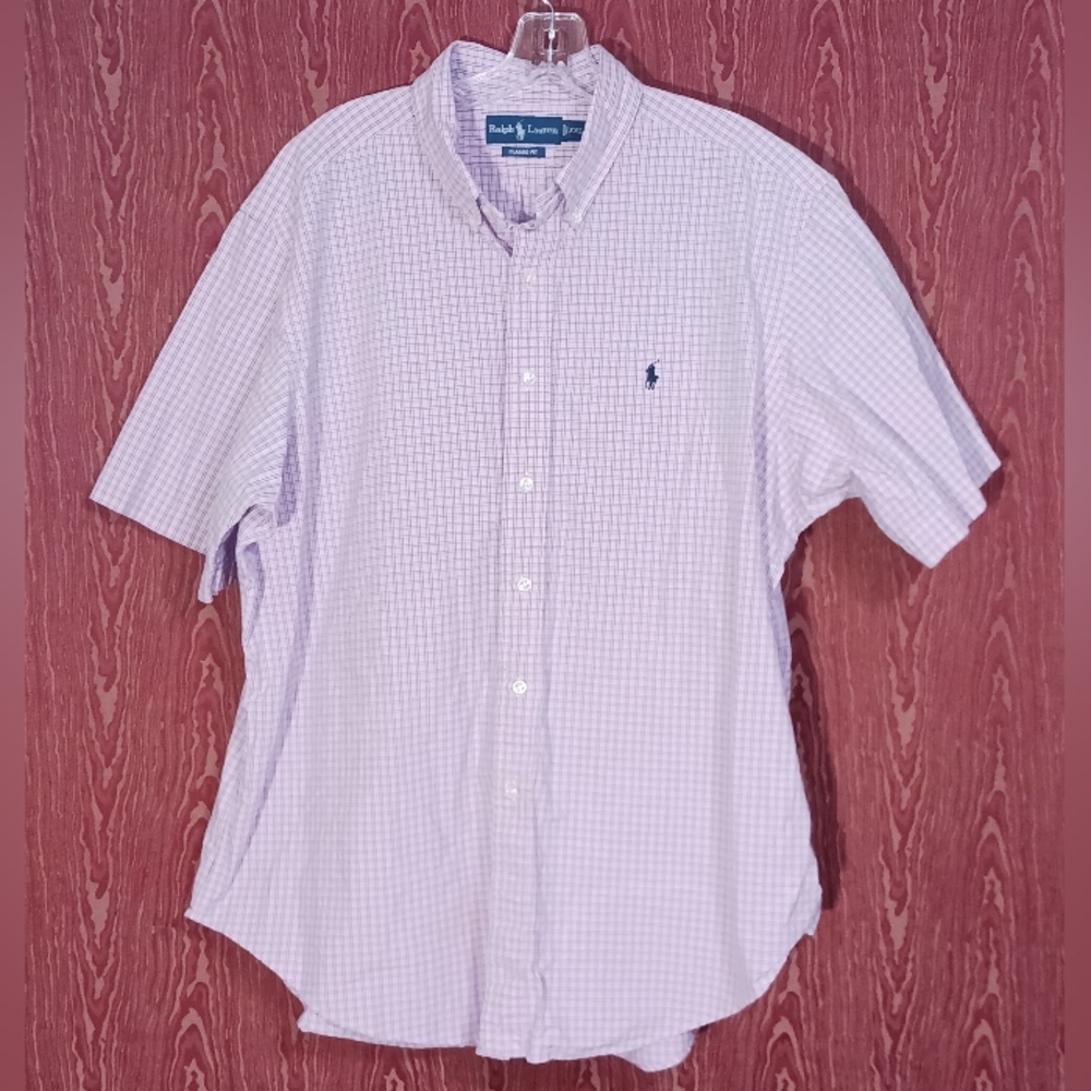 RALPH LAUREN Classis Fit Short Sleeve Button Collared Casual Shirt Mens Size XXL